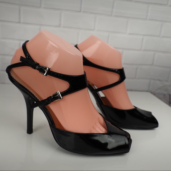 Giorgio Armani sz 38 black patent strappy heels - Picture 2 of 16
